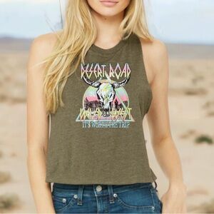 Olive Graphic Crop Tank Top - Western